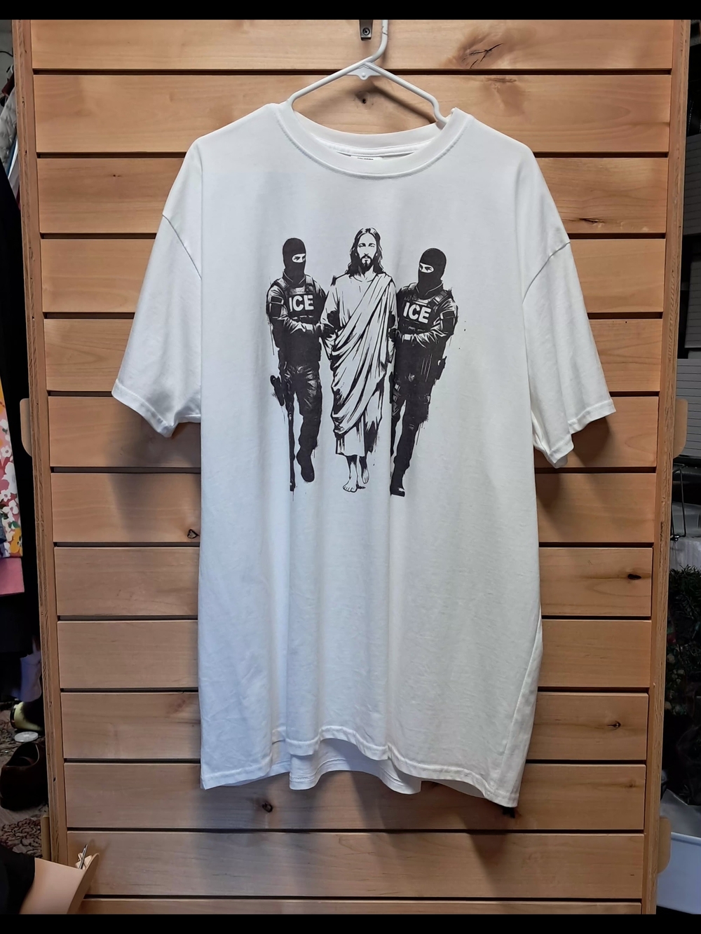 Comfort Colors Graphic "We're All Immigrants/Jesus Arrested" Parody Tee Size 2X